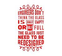 Wall Decals PVC Geek Quote Engineers Don't Think Glass 47.6x85.8cm Self Adhesive Red