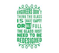 Wall Decals PVC Geek Quote Engineers Don't Think Glass 54.4x98.1cm Do not Damage The Wall Surface Green