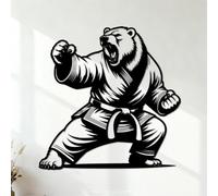 Wall Decals PVC Karate Bear Athlete 35x35.4cm Waterproof Black