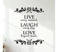 Wall Decals PVC Live Every Moment Laugh Every Day Love Beyond Words 54.6x70.5cm Art Decoration Black