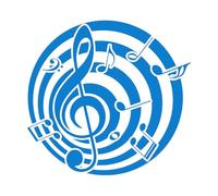 Wall Decals PVC Logo with Music Notes 42x44.3cm Personalized Customization Blue