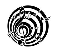 Wall Decals PVC Logo with Music Notes 54.6x57.6cm Removable Without Leaving Glue Black