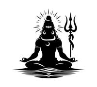Wall Decals PVC Lord Shiva Meditation Silhouette with trishul 42x43.6cm Personalized Customization Black
