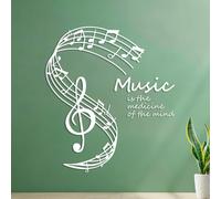 Wall Decals PVC Music is The Medicine for The Soul 35x39.5cm Easy Installation White