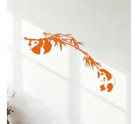 Wall Decals PVC Panda Bamboo Branches Baby Asian Animal Forest Jungle Panda 35x53.4cm Easy Installation Orange
