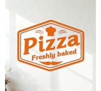Wall Decals PVC Pizza Logo Italian Food Pizzeria 35x45.6cm Easy Installation Orange
