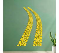 Wall Decals PVC Tire Tracks Tire Tracks 35x53.7cm Store Decoration Yellow
