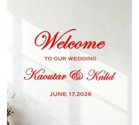 Wall Decals PVC Welcome Wedding Sign Any Text Board Anniversary Engagement Party Sign Mirror 42x57cm Do not Damage the wall Surface Red