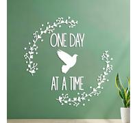Wall Decals Quotes One Day At A Time Dove Pattern Home Gardening 42x42.7cm Equipped with Transfer Film kit White