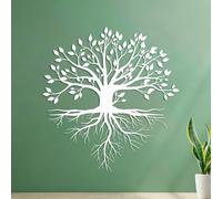 Wall Decals Tree Life Root with Leaves Branches with Leaf 42x44.8cm Easy Installation White