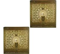 Wall Decor 2-Piece Set Gold Moroccan Metal Wall Light 27cm E27 Boho Round