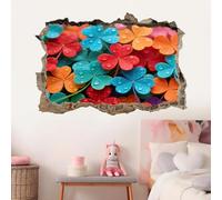 Wall Decor 3D Smashed Stickers Four-Leaf Clover Removable Art Wall Tattoo Colorful Leaves Family Vinyl Wall Decals for Home Nursery Girls Kids Living Room Bedroom Decoration 80x120cm