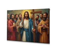 Wall Decor A Group Of Men Carrying A Cross, With One Man In Blue Robes Leading Them. Canvas Decorative Picture Wall Pictures For Living Room Wall Art(40x60cm)