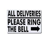 Wall Decor Aluminum Metal Sign - All Deliveries Please Ring The Bell - 8 X 6 Inches Plate