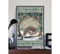 Wall Decor Art Hedgehog Lover Funny Hanging Painting Resistant Tin Sign Plaque For Indoor Kitchen Farmhouse 30X20Cm
