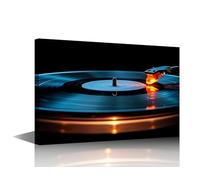 Wall Decor Black Vinyl Record Pictures Gramophone Paintings Wall Art for Living Room Music DJ Player Artwork 1 Piece Prints on Canvas House Decor Framed Ready to Hang(24" Wx36 H)