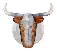 Wall Decor Bull ERBIUM Metal 41 cm Grey