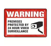 Wall decor decoration sign warning premises protected by 24 hour video surveillance sign business sign aluminum metal tin sign 8×12 INCH