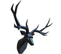 Wall Decor Deer Head Sculptures,Wall Mounted Artificial Stag Head Animal Head Art,Faux Taxidermy Deer Antlers Gallery Wall Hanging,Black,42x36cm(17x14inch)
