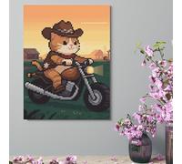 Wall Decor For Living Room Large Canvas Wall Art For Bedroom Modern Office Pictures Wall Artwork Cat Riding A Motorcycle Landscape Paintings Canvas Art Prints Home Decorations 18x24inch(46x61cm)