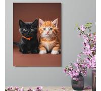 Wall Decor For Living Room Large Canvas Wall Art For Bedroom Modern Office Pictures Wall Artwork Cute Kitten Black And Orange Cat Landscape Paintings Canvas Art Prints Home Decorations 12x16inch(30x41