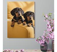 Wall Decor For Living Room Large Canvas Wall Art For Bedroom Modern Office Pictures Wall Artwork Cute Two Dachshund Dog Landscape Paintings Canvas Art Prints Home Decorations 18x24inch(46x61cm)