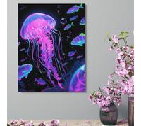 Wall Decor For Living Room Large Canvas Wall Art For Bedroom Modern Office Pictures Wall Artwork Fluorescent Jellyfish Landscape Paintings Canvas Art Prints Home Decorations 18x24inch(46x61cm)