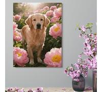 Wall Decor For Living Room Large Canvas Wall Art For Bedroom Modern Office Pictures Wall Artwork Golden Retriever & Daisy Landscape Paintings Canvas Art Prints Home Decorations 18x24inch(46x61cm)