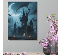 Wall Decor For Living Room Large Canvas Wall Art For Bedroom Modern Office Pictures Wall Artwork Halloween Moon And Bat Landscape Paintings Canvas Art Prints Home Decorations 12x16inch(30x41cm)