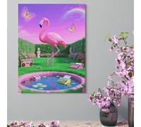 Wall Decor For Living Room Large Canvas Wall Art For Bedroom Modern Office Pictures Wall Artwork Neon Flamingo Pattern Landscape Paintings Canvas Art Prints Home Decorations 12x16inch(30x41cm)