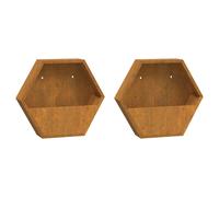 Wall Decor Hanging Flower Plant Pot 2 pcs Rusty Corten Steel vidaXL