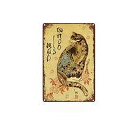 Wall Decor Japanese Kimono Cat Tattoo Cat Pet Sign In Signs Funny Vintage Metal Sign Poster 8X12 Inches