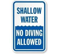 Wall Decor Metal Sign Great Aluminum Tin Sign Rustic Sign Post Shallow Water No Diving Allowed Plate 8"x12"