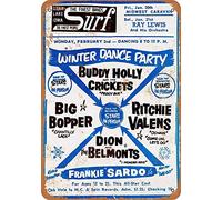 Wall Decor Metal Tin Sign Buddy Holly Final Concert Poster Vintage Look 8x12 Aluminum Plate