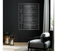 Wall Decor Metal Wall Art Decor Bible Verses Decor Bible Verses Psalm 91 Decor Bible Decor Motivational (Silver 39"x 50"| 100x129cm)