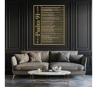 Wall Decor Metal Wall Art Decor Bible Verses Decor Bible Verses Psalm 91 Decor Bible Decor Motivational (Gold 39"x 50"| 100x129cm)