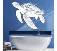 Wall Decor Metal Wall Art Sea Turtles Large Turtle Marine Biology Decor Sea Turtles Bathroom Decorations Ocean Coastal Beach Room Decor (White 24"X20"/60X50Cm)