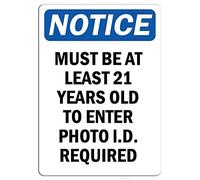 Wall Decor Must Be At Least 21 Years Old To Enter Photo Rust Free Uv Notice Safety Post, Signs, Aluminum Plates Printed Vintage Metal Tin Sign Metal Sign Plaque Poster 8X12 Inches