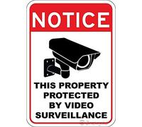 Wall Decor Notice This Property Protected by Video Surveillance Sign. Won't Rust. CCTV Security Camera Warning Pre - drilled Holes for Easy Install Plate 8"x12"