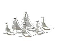 Beliani Wall Decor Ship AMERICIUM Metal 67 cm Silver, Silver
