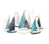 Wall Decor Ship BOHRIUM Metal 50 cm Blue