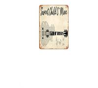 Wall Decor Sign - Guns N Roses Sweet Child O Mine Lyric Guitar Typography Poster Wrapped Canvas Metal Signage Vintage Wall Decor 12 X 8 Inches