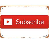 Wall Decor Sign - Youtube Subscribe Button Poster - 8X12 Inch Vintage Look Metal Sign,Bar, Man Cave Art Decoration