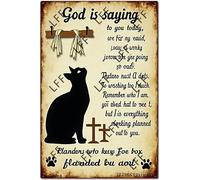 Wall Decor Tin Sign Black Cat And The Cross God Is Saying To You Today My Child You Are Worring Metal Tin Poster For Living Room Decor Home Decor Office Decor Farmhouse Decor Church 8X12 Inch