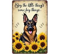 Wall Decor Tin Sign Enjoy The Little Thing_S In Life, They Were The Big Thing_S German Shepherd Dog Metal Tin Poster For Living Room Decor Home Decor Office Decor Farmhouse Decor Church 8X12 Inch