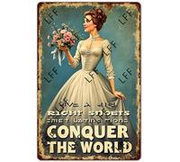 Wall Decor Tin Sign Give Girl Right Shoes She Will Conquer The World Ballet Dancing Woman Hobby Quote Metal Tin Poster For Living Room Decor Home Decor Office Decor Farmhouse Decor Church 8X12 Inch