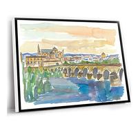 Wall Decor UnFramed Art,Bedroom Wall Decorations,Cordoba Bridge And Mezquita In Andalusia Spain Wall Decoration Edition Fine Art Print Watercolor Prints Painting,12x16 Inch UnFramed Wall Art