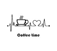 Wall Decor Vinyl Stickers Self-Adhesive Removable Coffee Time Heartbeat Rate Coffee Shop Kitchen Wall Decals-S-28x54cm