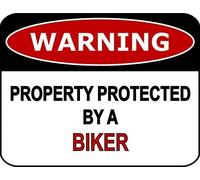 Wall Decor Warning Property Protected By A Biker Sign Aluminum Metal tin signs 12" x 8"