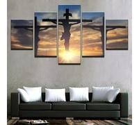 Wall Decoration Design Wall Picture 5 Pieces Premium Poster Stylish Set with Matching Pictures as Living Room Decorative Picture Frame Canvas Picture 5-Piece Wall Picture The Last Supper of Jesus